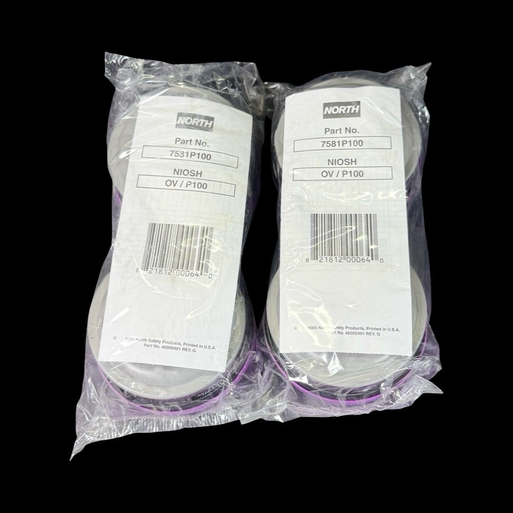 North Part #7581P100 NIOSH OV/P100 Replacement Cartridges Lot of 2 (2-pack) New!